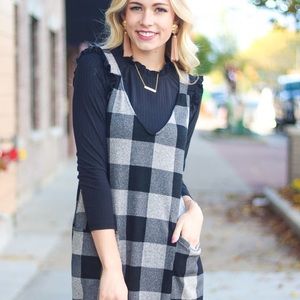 NWOT Plaid Jumper Overall Pinafore Midi Dress